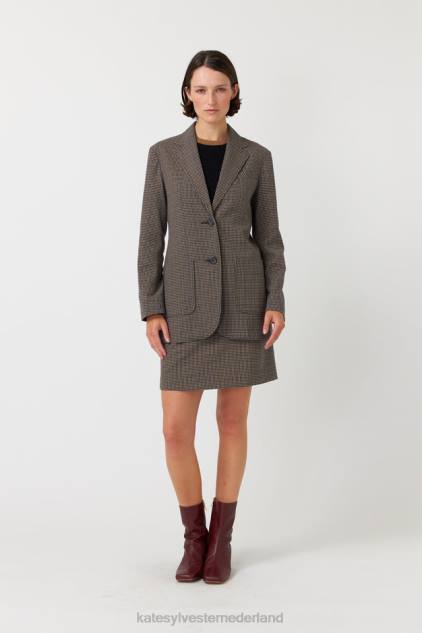 vrouwen geruite blazer Kate Sylvester kleding 8LB4O271 mokka
