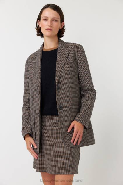 vrouwen geruite blazer Kate Sylvester kleding 8LB4O271 mokka