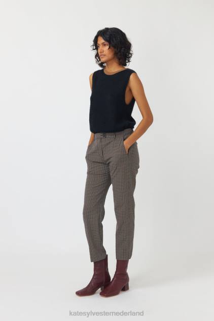 vrouwen geruite cropped broek Kate Sylvester kleding 8LB4O243 mokka