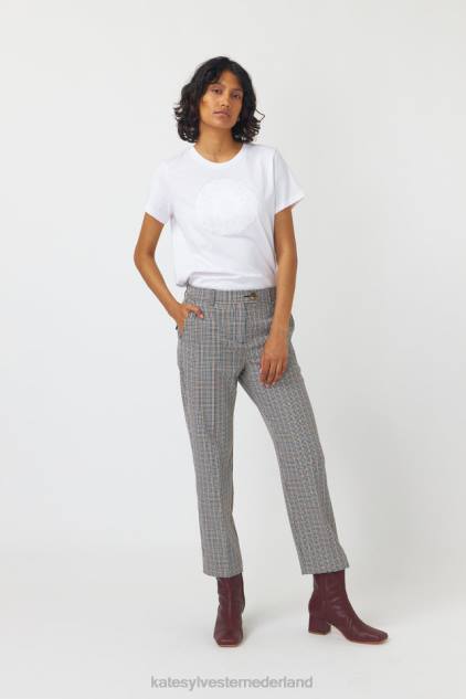 vrouwen geruite cropped broek Kate Sylvester kleding 8LB4O245 zandsteen