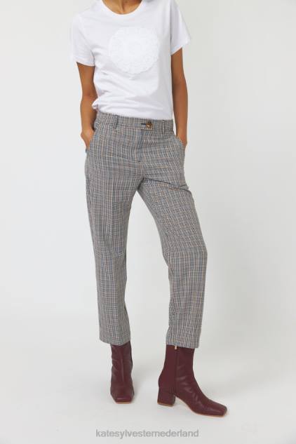 vrouwen geruite cropped broek Kate Sylvester kleding 8LB4O245 zandsteen