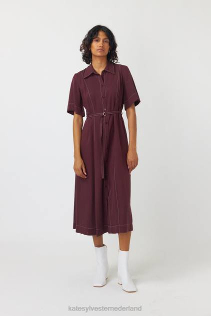 vrouwen Bernadette overhemdjurk Kate Sylvester kleding 8LB4O85 pruim