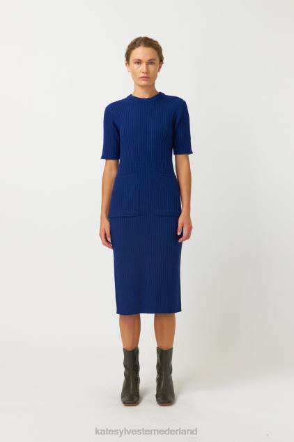 vrouwen geribbelde jurk Kate Sylvester kleding 8LB4O25 inkt