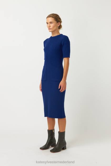 vrouwen geribbelde jurk Kate Sylvester kleding 8LB4O25 inkt