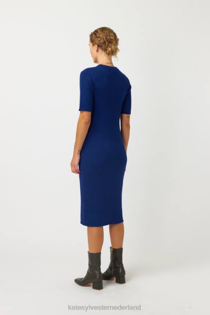 vrouwen geribbelde jurk Kate Sylvester kleding 8LB4O25 inkt