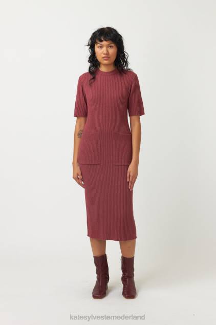 vrouwen geribbelde jurk Kate Sylvester kleding 8LB4O44 roos