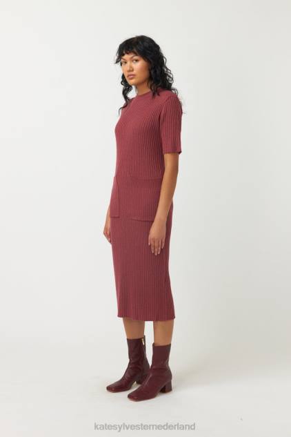 vrouwen geribbelde jurk Kate Sylvester kleding 8LB4O44 roos