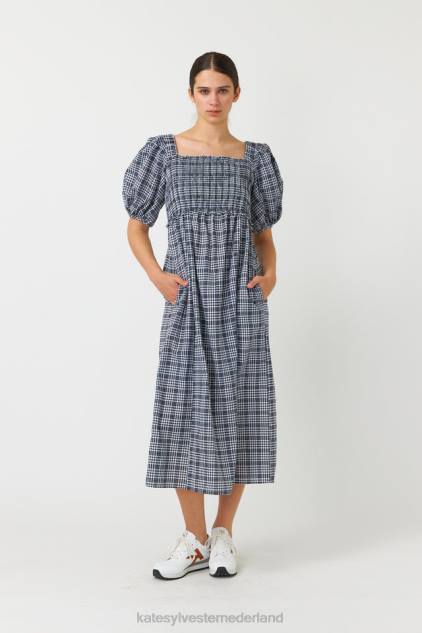 vrouwen gesmokte jurk met gingham-ruit Kate Sylvester kleding 8LB4O139 inkt