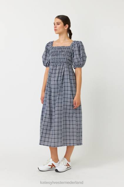vrouwen gesmokte jurk met gingham-ruit Kate Sylvester kleding 8LB4O139 inkt