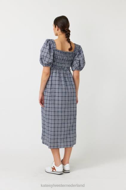 vrouwen gesmokte jurk met gingham-ruit Kate Sylvester kleding 8LB4O139 inkt