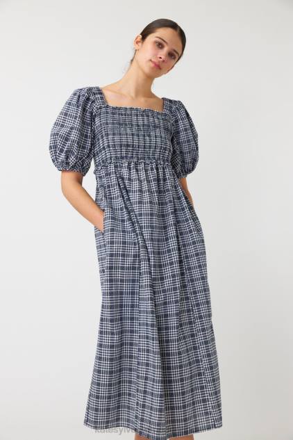 vrouwen gesmokte jurk met gingham-ruit Kate Sylvester kleding 8LB4O139 inkt