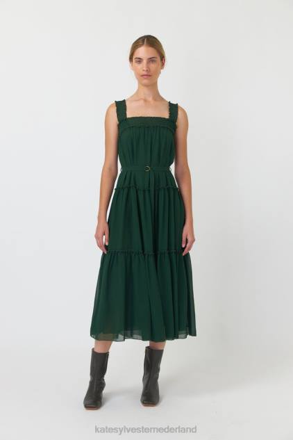 vrouwen golvende gelaagde jurk Kate Sylvester kleding 8LB4O131 smaragd