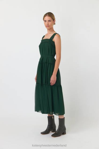 vrouwen golvende gelaagde jurk Kate Sylvester kleding 8LB4O131 smaragd