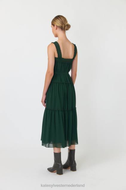 vrouwen golvende gelaagde jurk Kate Sylvester kleding 8LB4O131 smaragd