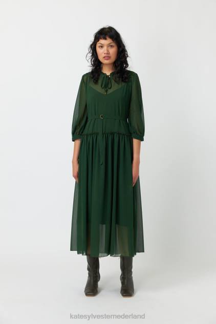 vrouwen golvende jurk Kate Sylvester kleding 8LB4O130 smaragd