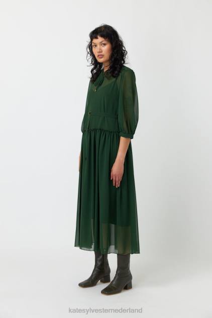 vrouwen golvende jurk Kate Sylvester kleding 8LB4O130 smaragd