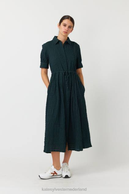 vrouwen seersucker overhemdjurk Kate Sylvester kleding 8LB4O136 woud