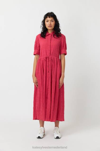 vrouwen seersucker overhemdjurk Kate Sylvester kleding 8LB4O149 roze