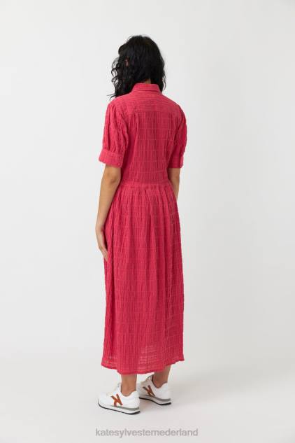 vrouwen seersucker overhemdjurk Kate Sylvester kleding 8LB4O149 roze
