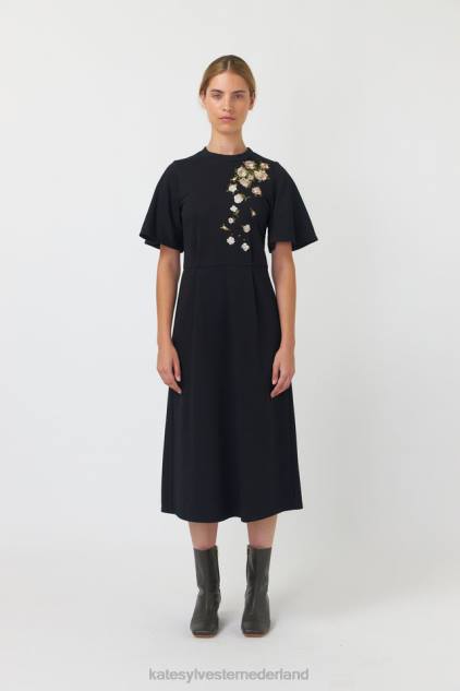 vrouwen vallende rozen jurk Kate Sylvester kleding 8LB4O100 zwart