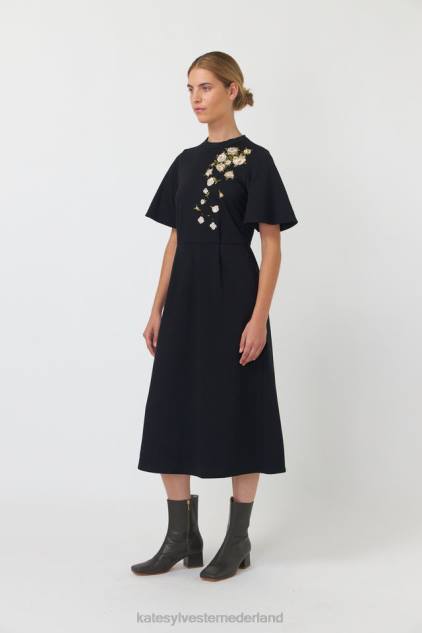 vrouwen vallende rozen jurk Kate Sylvester kleding 8LB4O100 zwart