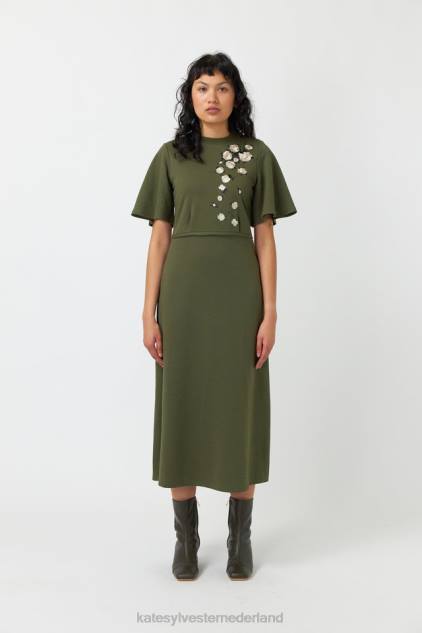 vrouwen vallende rozen jurk Kate Sylvester kleding 8LB4O93 olijf