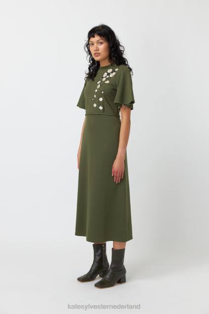 vrouwen vallende rozen jurk Kate Sylvester kleding 8LB4O93 olijf