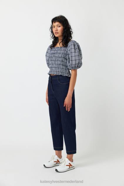 vrouwen Gesmokte top met gingham-ruit Kate Sylvester kleding 8LB4O227 inkt