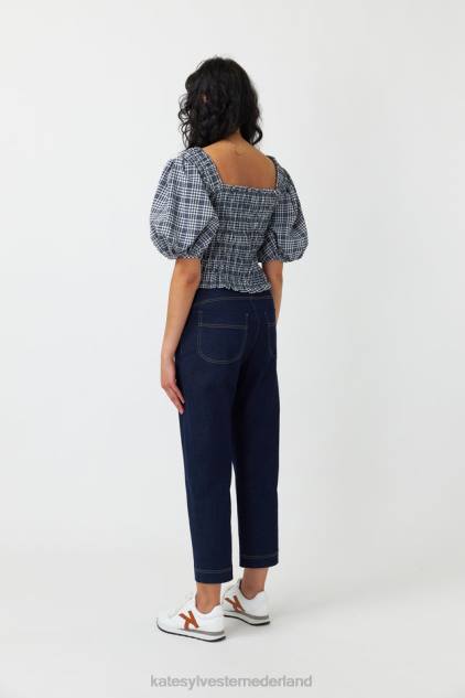 vrouwen Gesmokte top met gingham-ruit Kate Sylvester kleding 8LB4O227 inkt