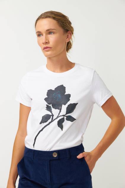 vrouwen T-shirt met wilde roos Kate Sylvester kleding 8LB4O27 wit