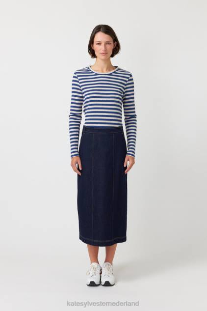 vrouwen gestreept topje met lange mouwen Kate Sylvester kleding 8LB4O197 inkt streep
