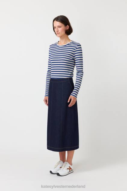 vrouwen gestreept topje met lange mouwen Kate Sylvester kleding 8LB4O197 inkt streep