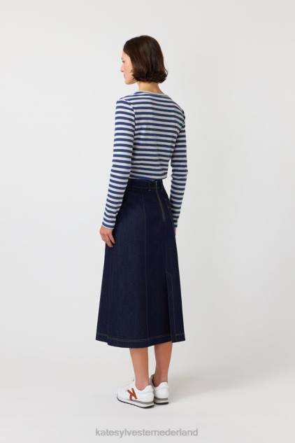 vrouwen gestreept topje met lange mouwen Kate Sylvester kleding 8LB4O197 inkt streep