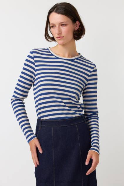 vrouwen gestreept topje met lange mouwen Kate Sylvester kleding 8LB4O197 inkt streep