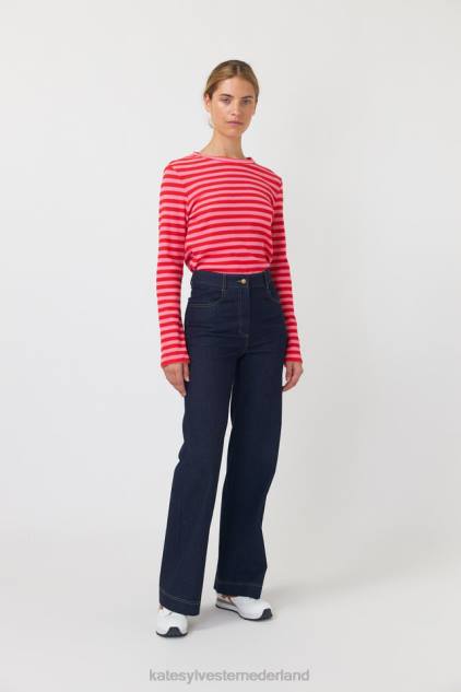 vrouwen gestreept topje met lange mouwen Kate Sylvester kleding 8LB4O234 roze streep