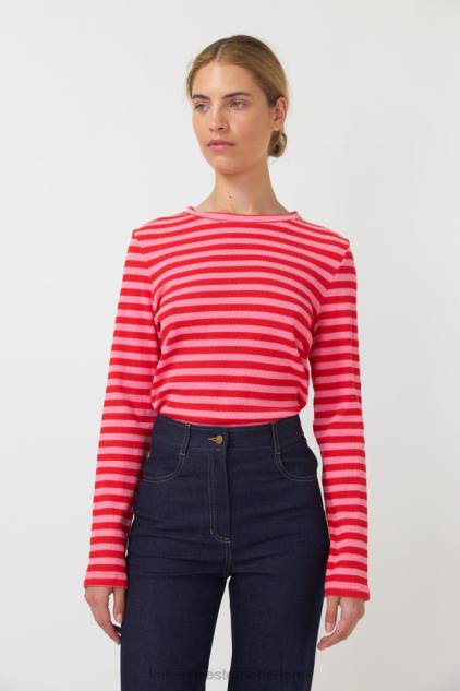 vrouwen gestreept topje met lange mouwen Kate Sylvester kleding 8LB4O234 roze streep