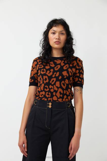vrouwen luipaard topje Kate Sylvester kleding 8LB4O194 tabak