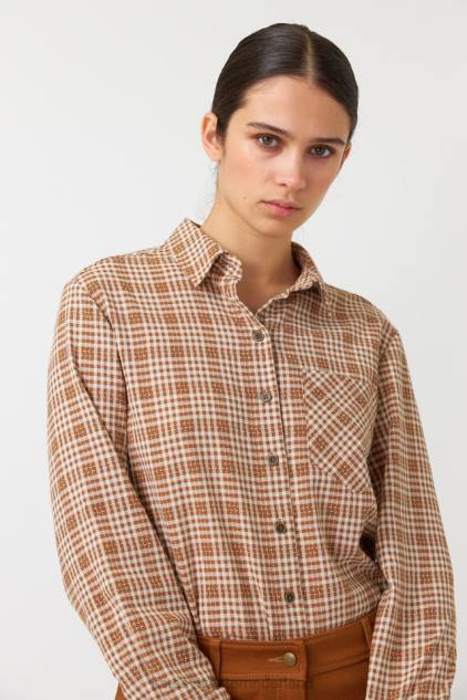 vrouwen overhemd met gingham-motief Kate Sylvester kleding 8LB4O229 karamel