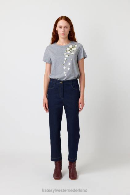 vrouwen vallende rozen t-shirt Kate Sylvester kleding 8LB4O181 grijze mergel