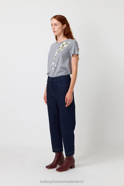 vrouwen vallende rozen t-shirt Kate Sylvester kleding 8LB4O181 grijze mergel