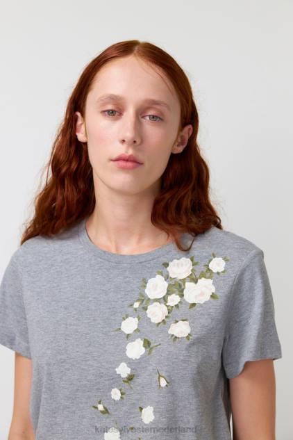vrouwen vallende rozen t-shirt Kate Sylvester kleding 8LB4O181 grijze mergel