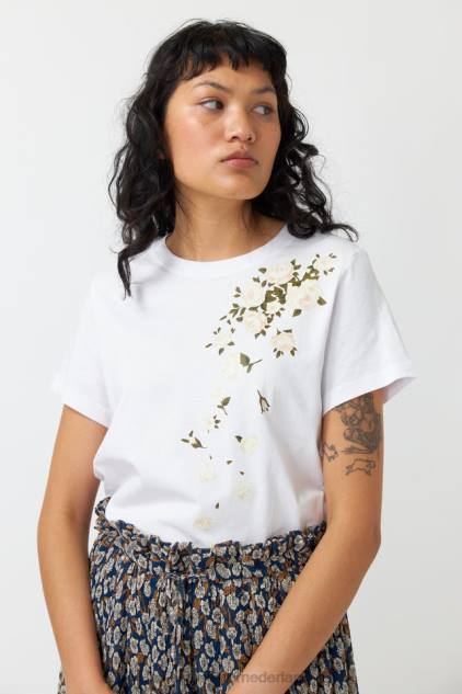 vrouwen vallende rozen t-shirt Kate Sylvester kleding 8LB4O182 wit
