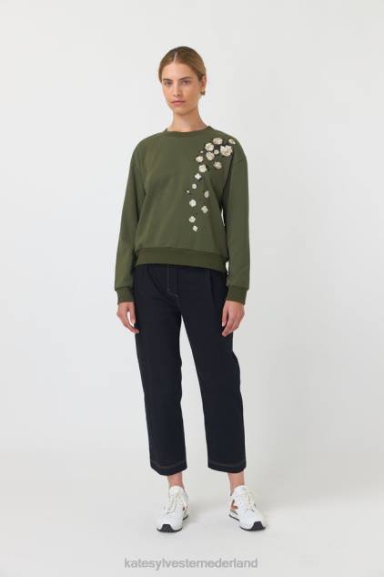 vrouwen vallende rozen trui Kate Sylvester kleding 8LB4O183 olijf
