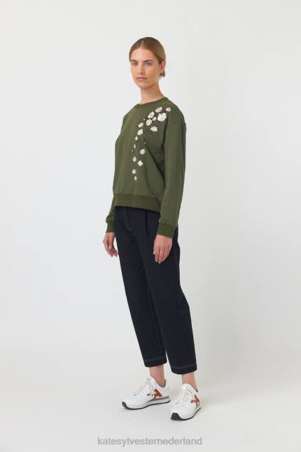 vrouwen vallende rozen trui Kate Sylvester kleding 8LB4O183 olijf
