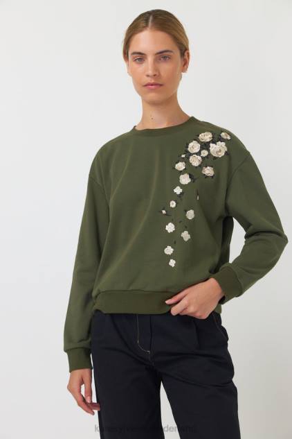 vrouwen vallende rozen trui Kate Sylvester kleding 8LB4O183 olijf