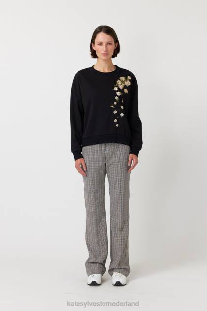 vrouwen vallende rozen trui Kate Sylvester kleding 8LB4O184 zwart